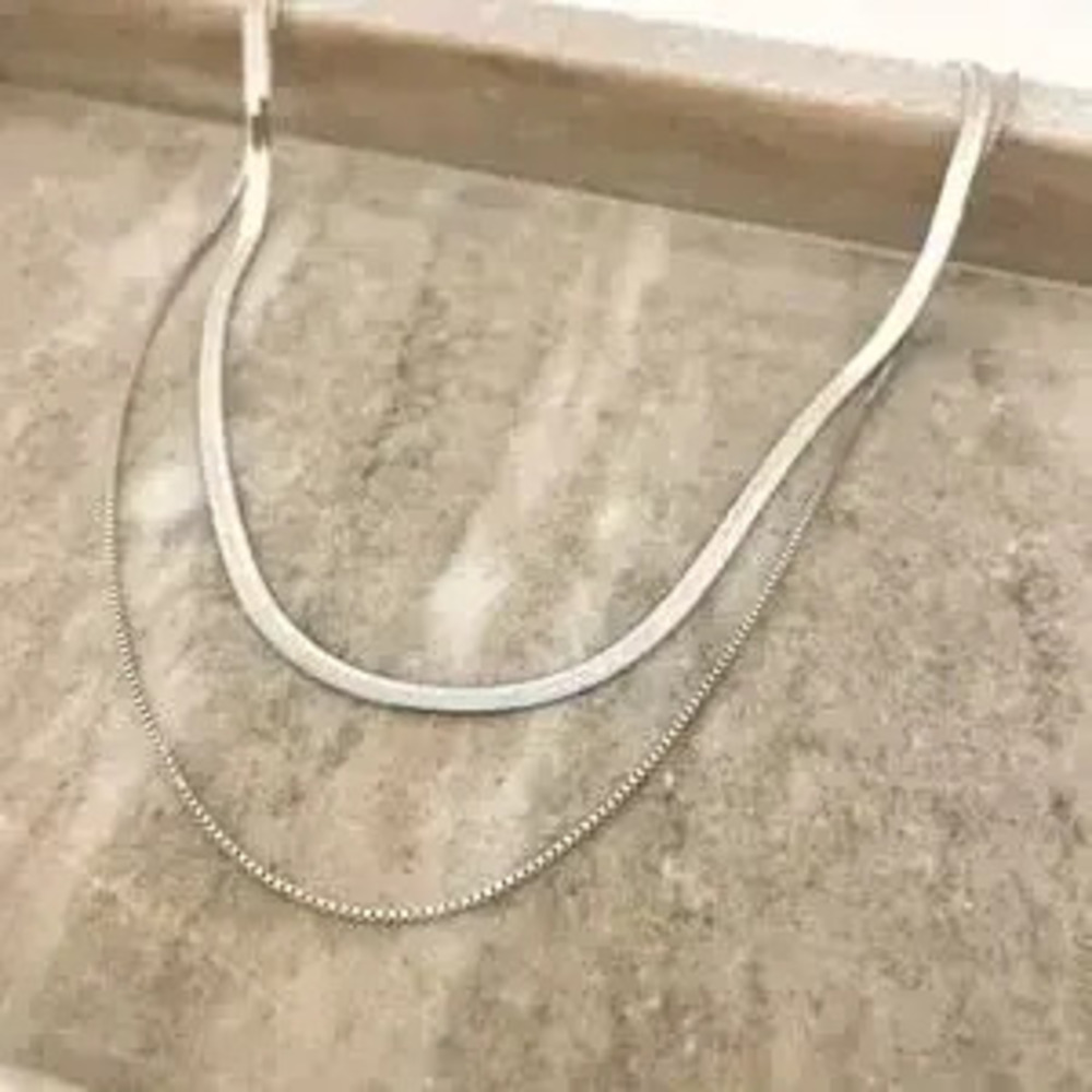 925 Sterling Silver Layer Snake Chain Necklace Minimalist Necklace